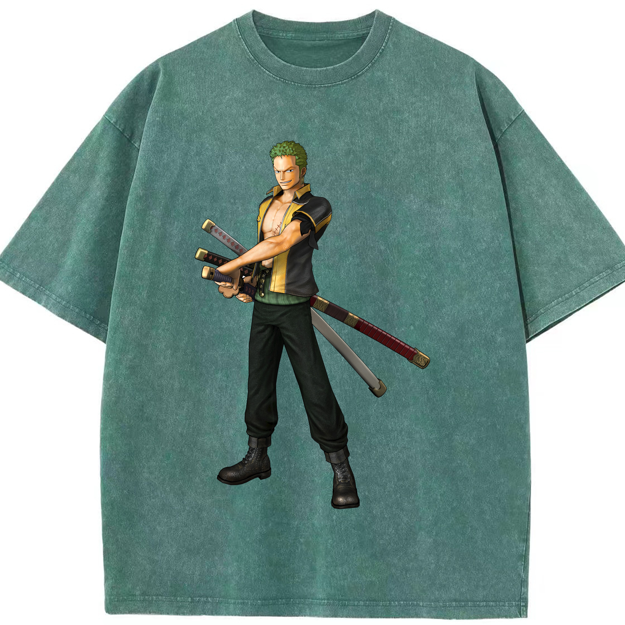 ワンピース ロロノア・ゾロ ONE PIECE Roronoa Zoro 綿100% ヴィンテージ風 半袖Tシャツ（フロントプリント）